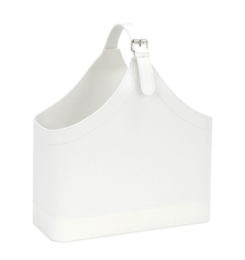 Revistero para despacho o casa de símil piel color blanco