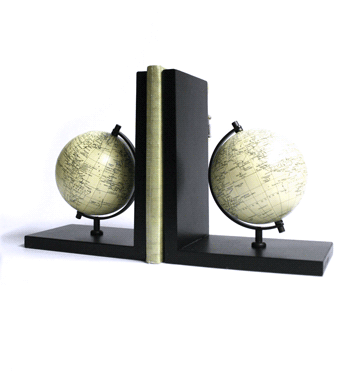 Sujeta libros de globo terráqueo en madera - Solohombre