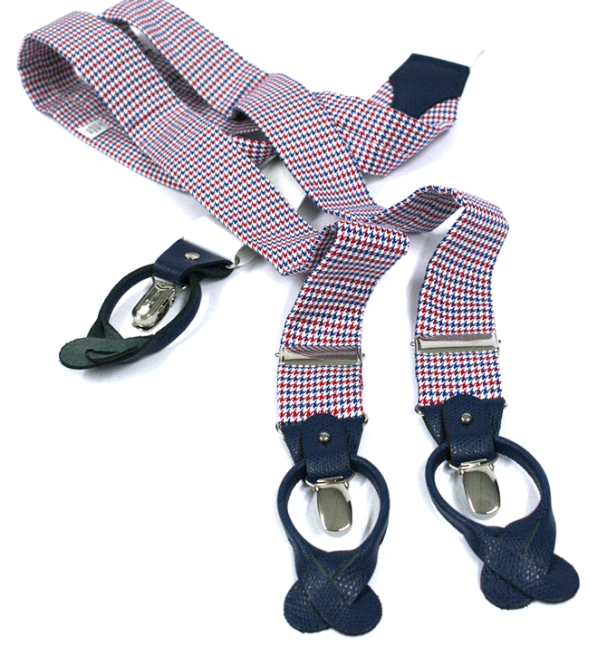 Tirantes de cuadro vichy con detalles en piel